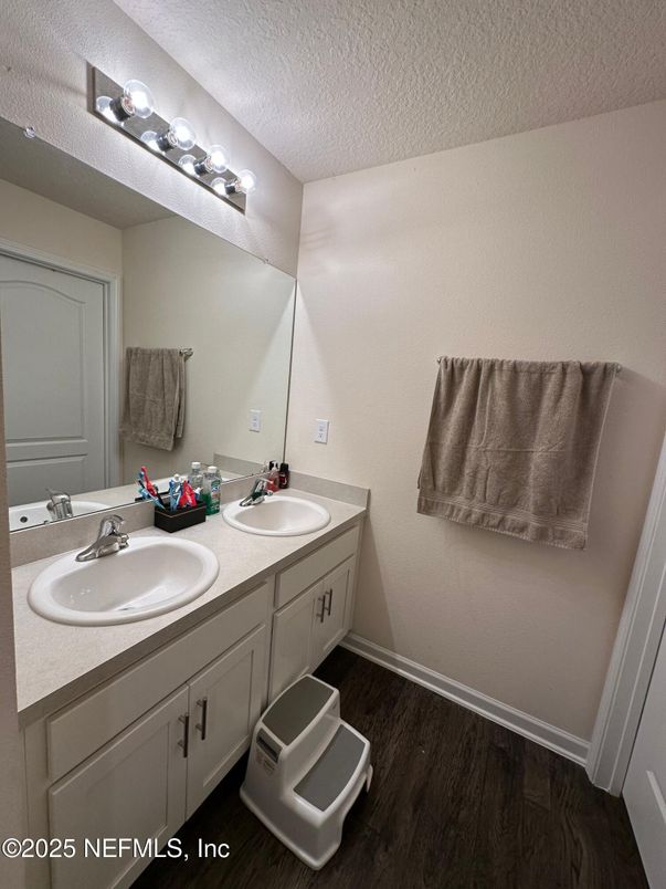 Bathroom, Dual Sink Vanities, Interior, Wood Texture Flooring
