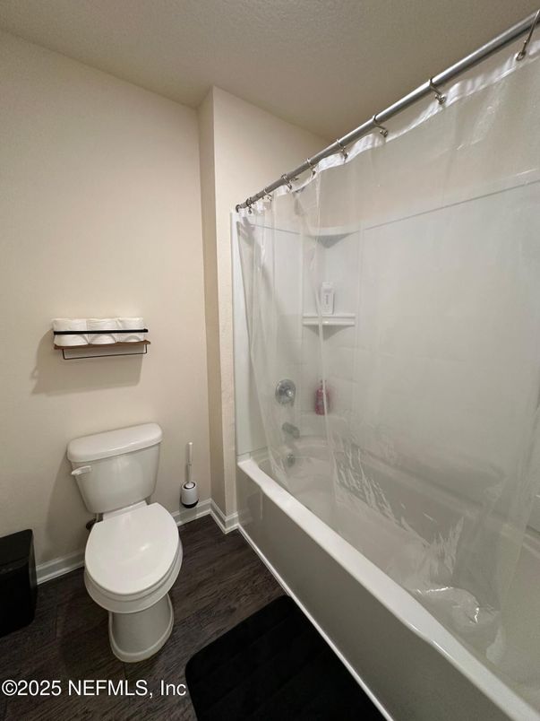 Bathroom, Glass Shower, Interior, Wood Texture Flooring