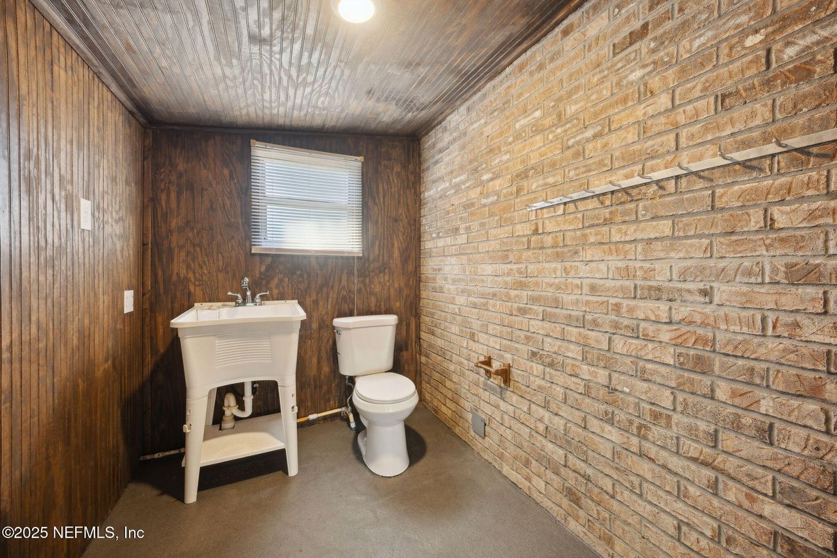 Bathroom, Fireplace, Interior, Stone Walls, Wooden Walls