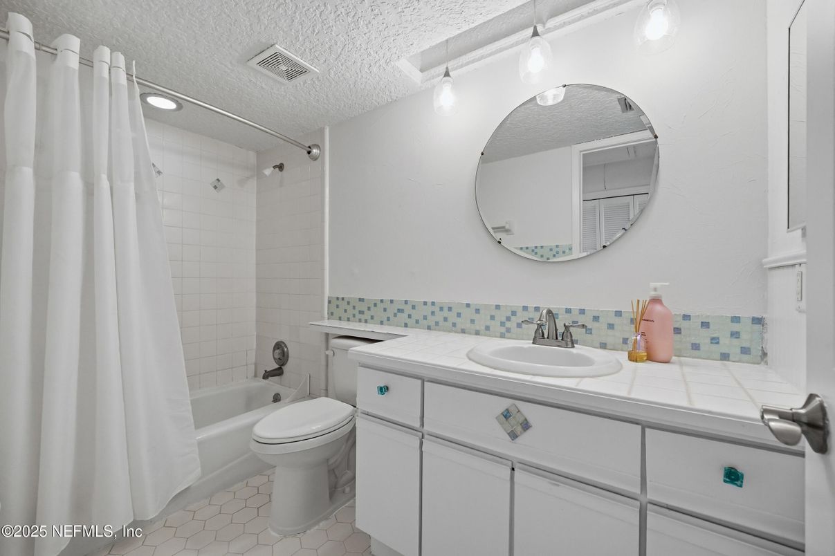 Bathroom, Interior, Recessed Lighting, Tile Countertops
