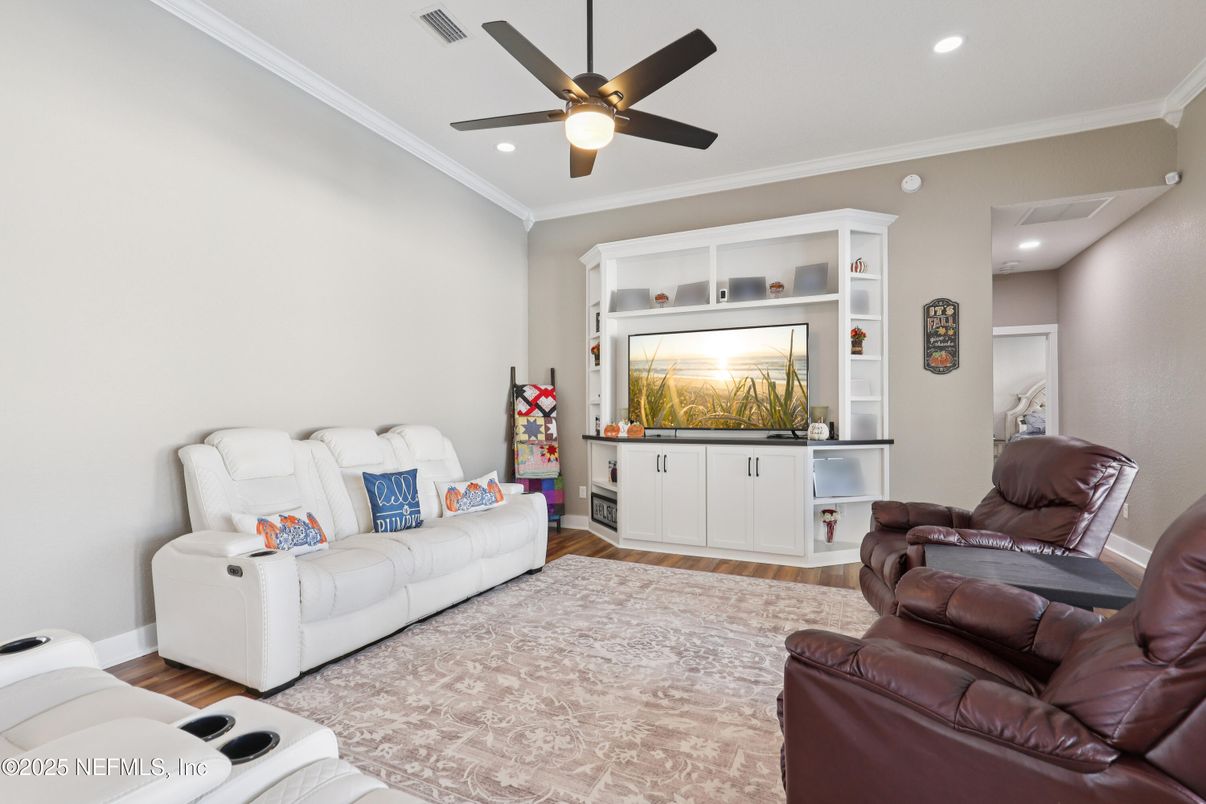 Interior, Living room, Recessed Lighting, Wood Texture Flooring