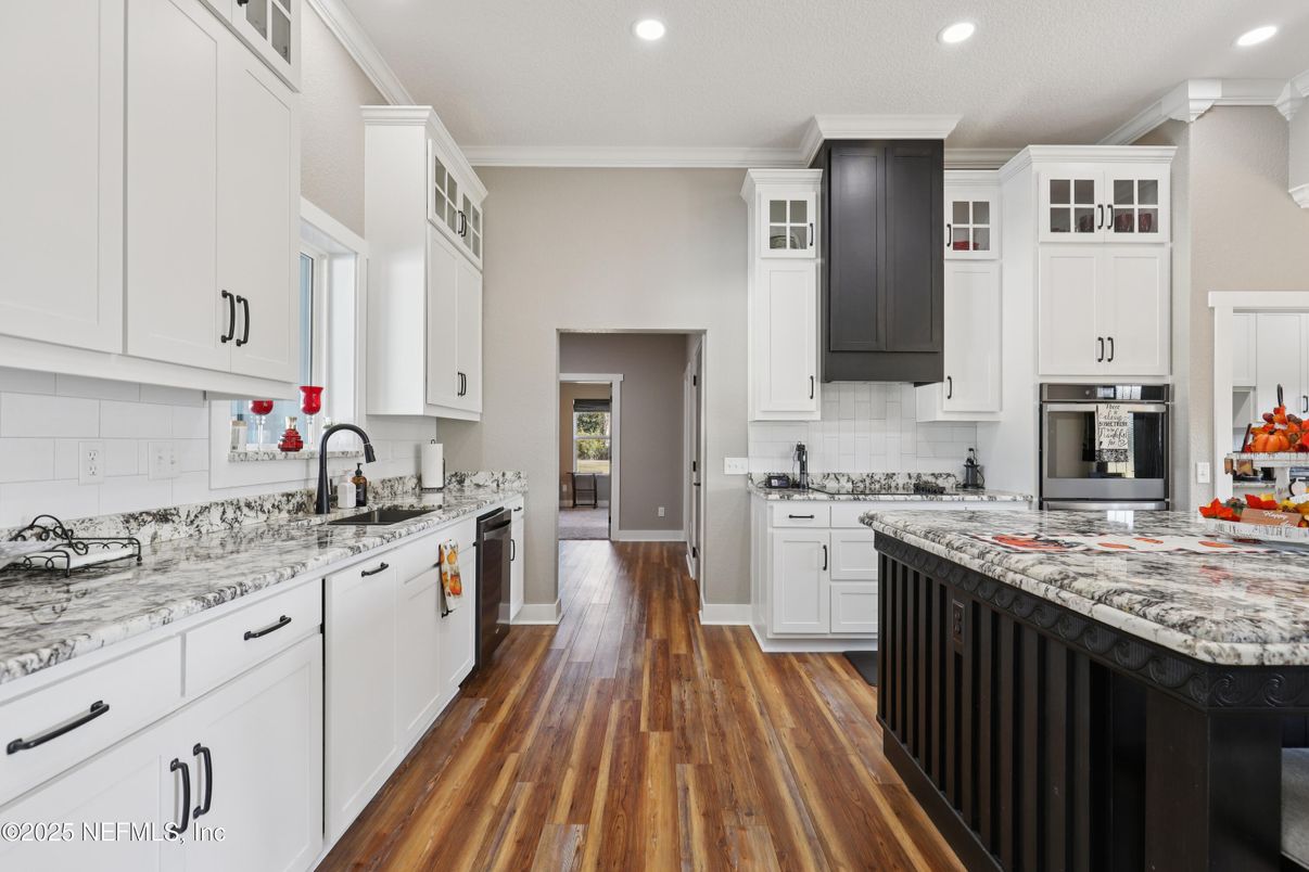 Interior, Kitchen, Recessed Lighting, Wood Texture Flooring