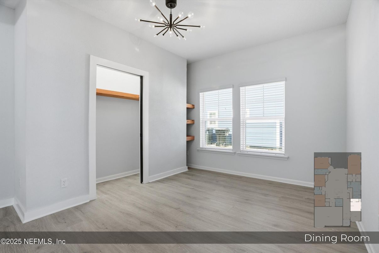 Empty room, Interior, Pendant Lights, Wood Texture Flooring