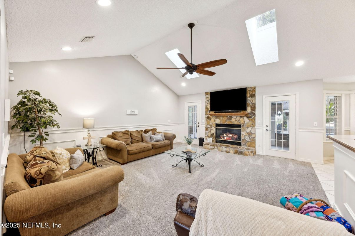 Fireplace, Interior, Living room, Recessed Lighting