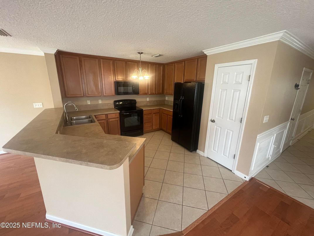 Interior, Kitchen, Pendant Lights, Wood Texture Flooring