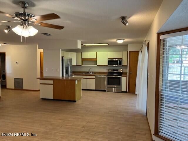 Interior, Kitchen, Stainless Steel Appliances, Wood Texture Flooring