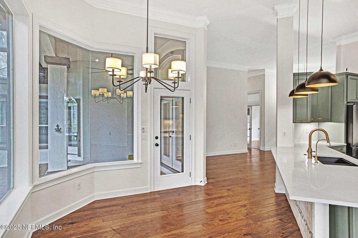 Chandelier, Interior, Kitchen, Pendant Lights, Wood Texture Flooring