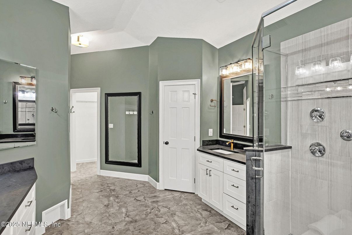 Bathroom, Dual Sink Vanities, Glass Shower, Interior