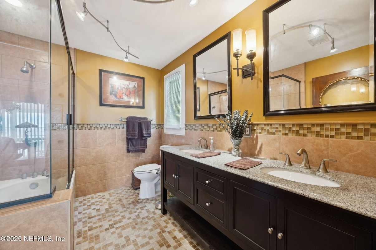 Bathroom, Dual Sink Vanities, Glass Shower, Interior
