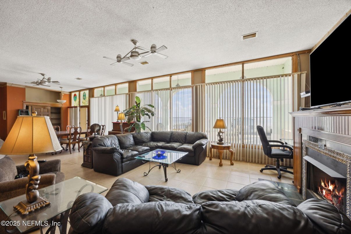 Dining room, Fireplace, Interior, Living room