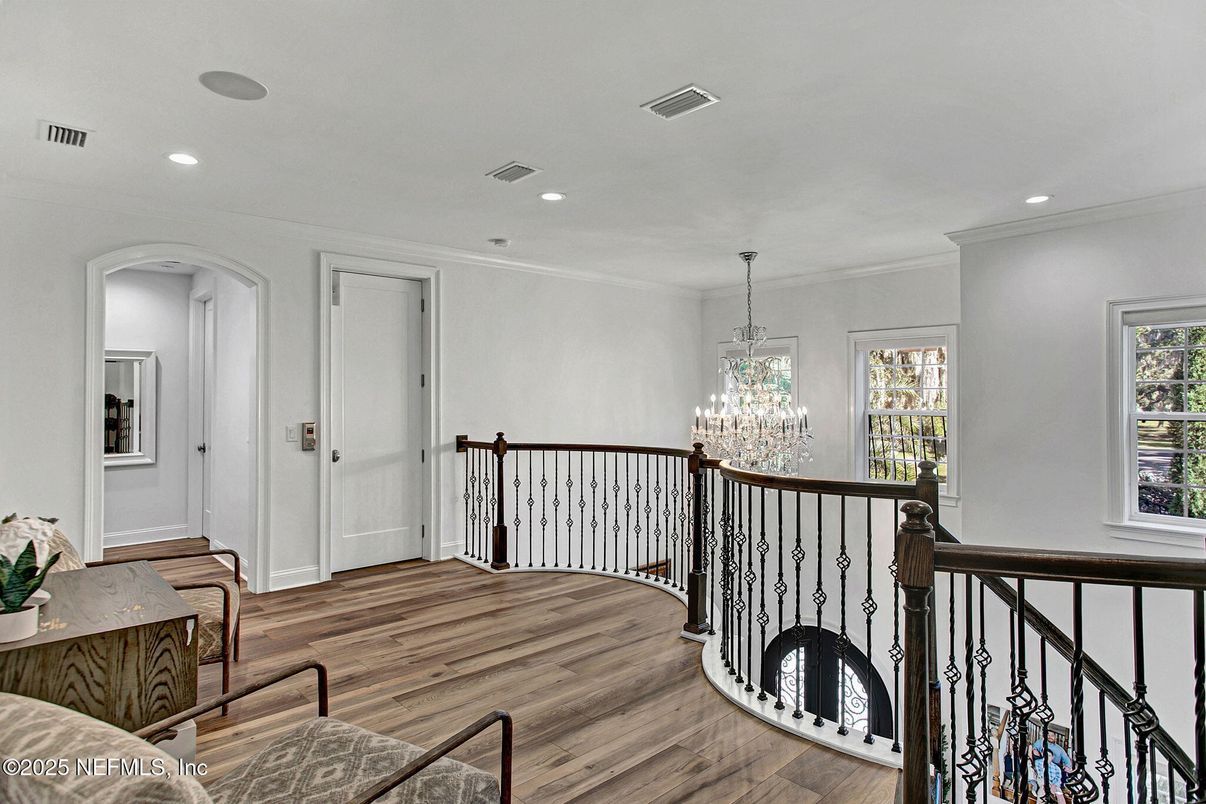 Chandelier, Interior, Recessed Lighting, Wood Texture Flooring