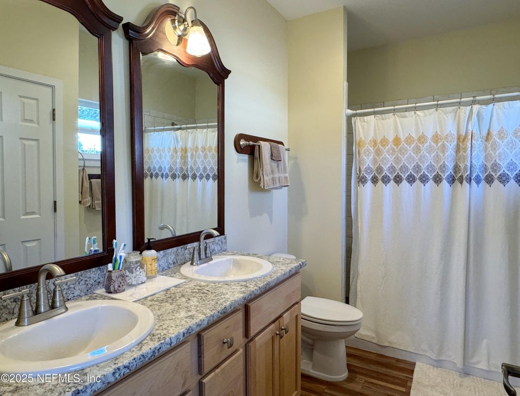 Bathroom, Dual Sink Vanities, Interior, Wood Texture Flooring