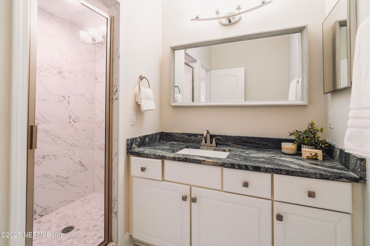 Bathroom, Glass Shower, Interior, Marble Walls