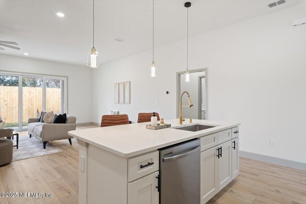 Interior, Kitchen, Living room, Pendant Lights, Recessed Lighting, Stainless Steel Appliances, Wood Texture Flooring