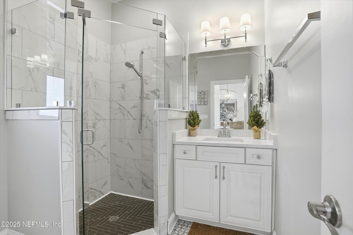 Bathroom, Glass Shower, Interior, Marble Walls