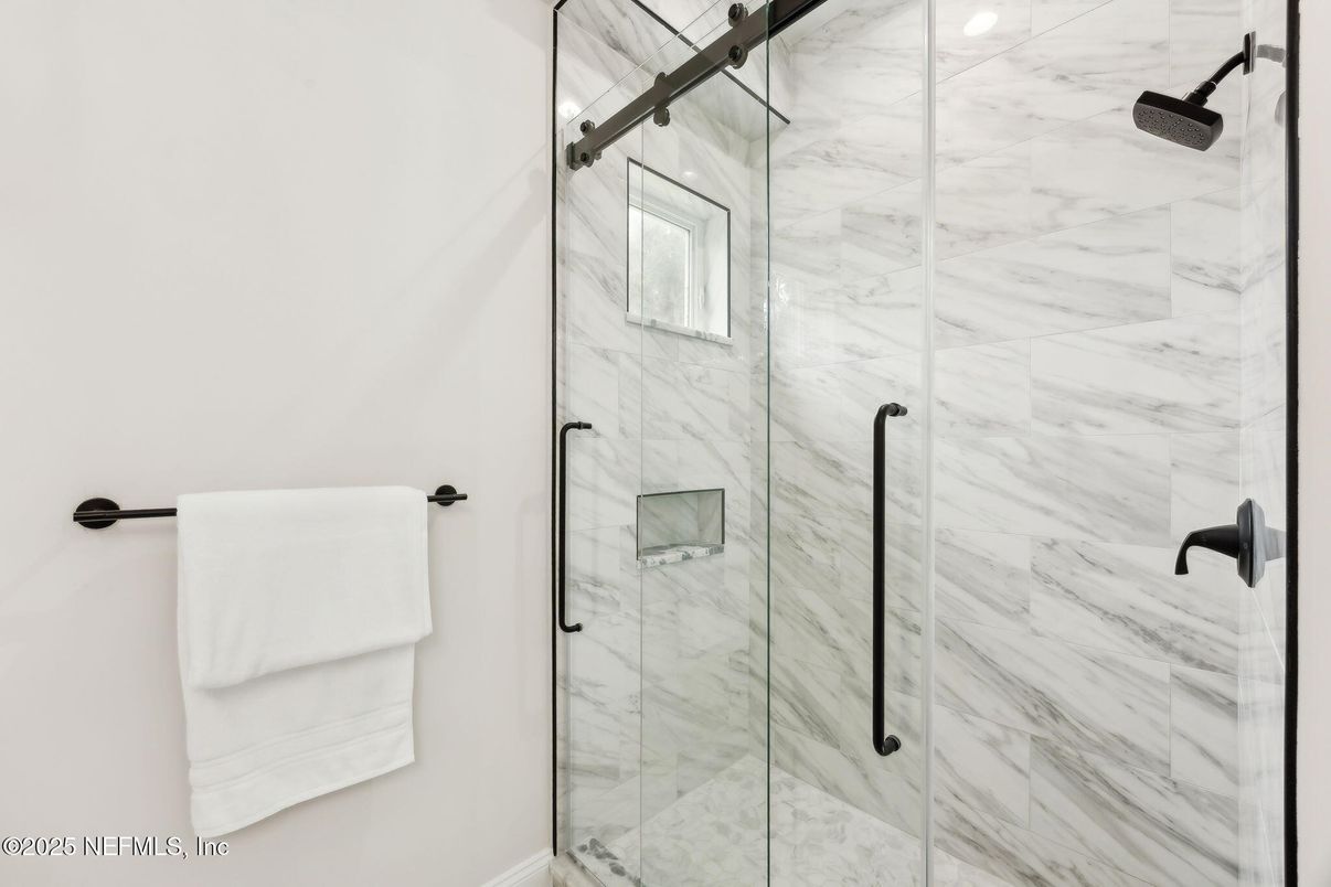 Bathroom, Glass Shower, Interior, Marble Walls