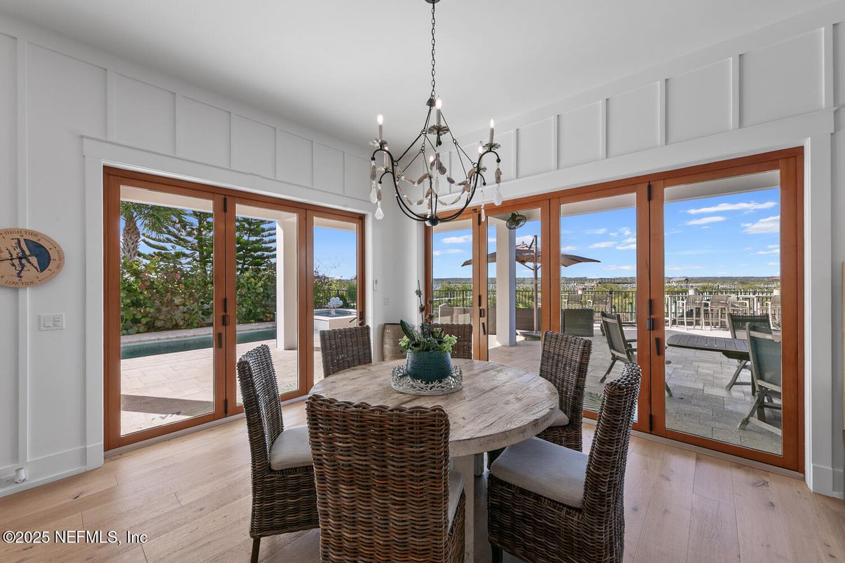 Chandelier, Dining room, Interior, Wood Texture Flooring