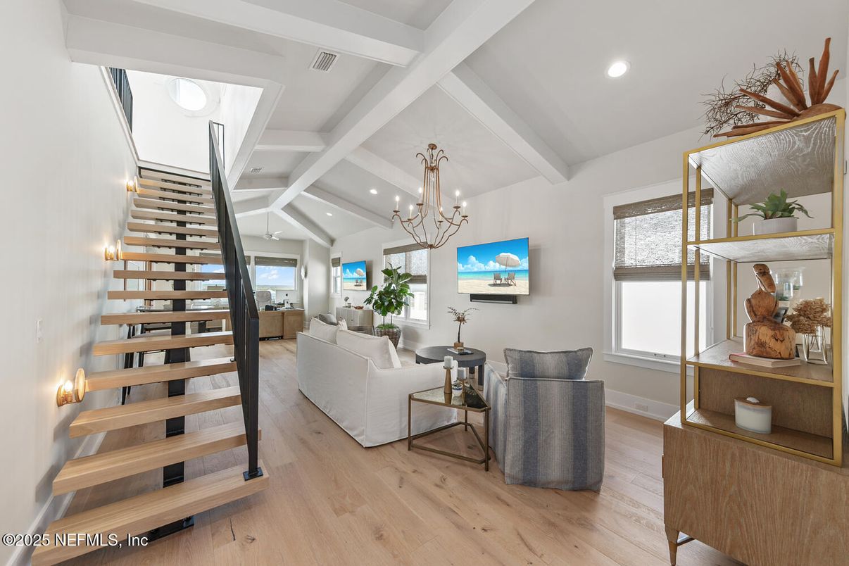 Chandelier, Interior, Living room, Recessed Lighting, Wood Texture Flooring