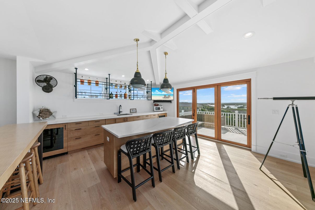 Interior, Kitchen, Pendant Lights, Recessed Lighting, Wood Texture Flooring