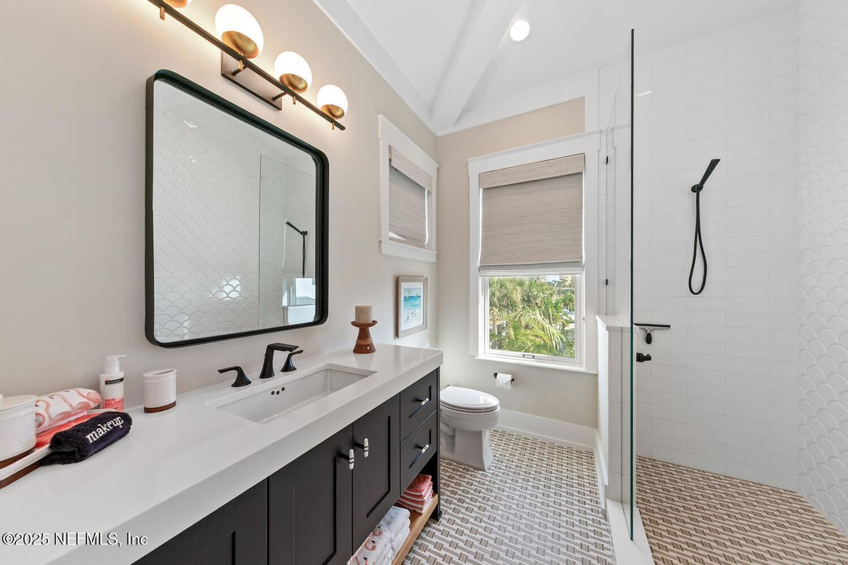 Bathroom, Dual Sink Vanities, Glass Shower, Interior, Recessed Lighting