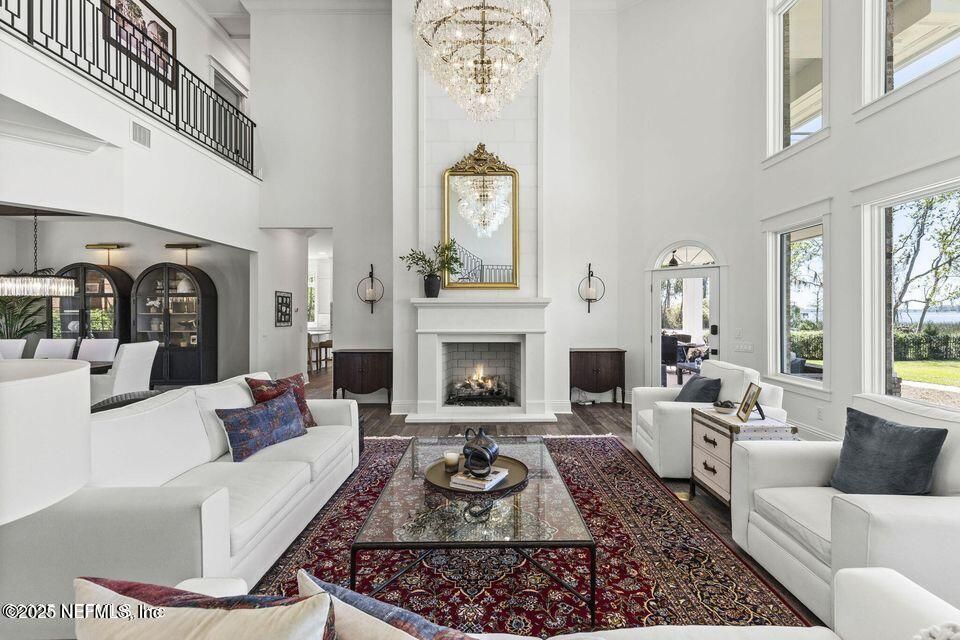 Chandelier, Fireplace, Interior, Living room, Wood Texture Flooring