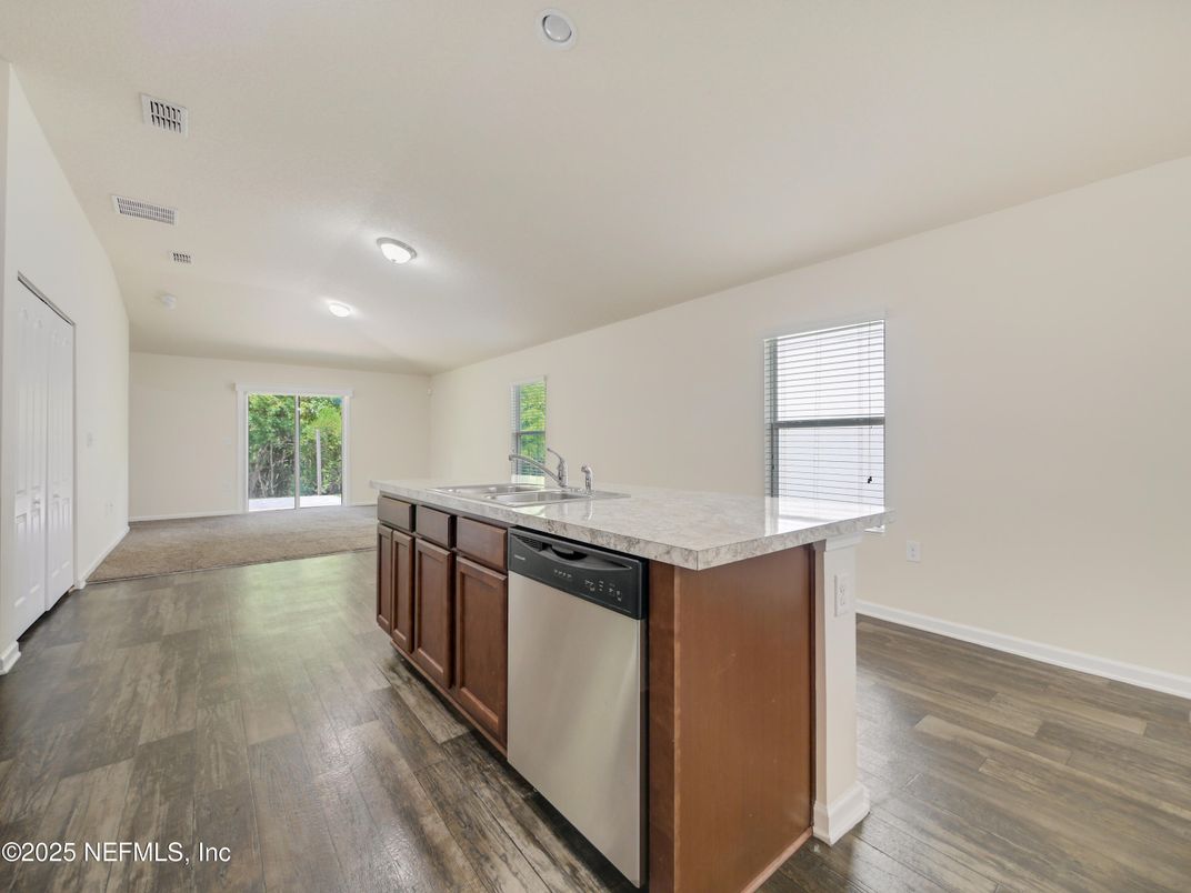 Interior, Kitchen, Recessed Lighting, Wood Texture Flooring