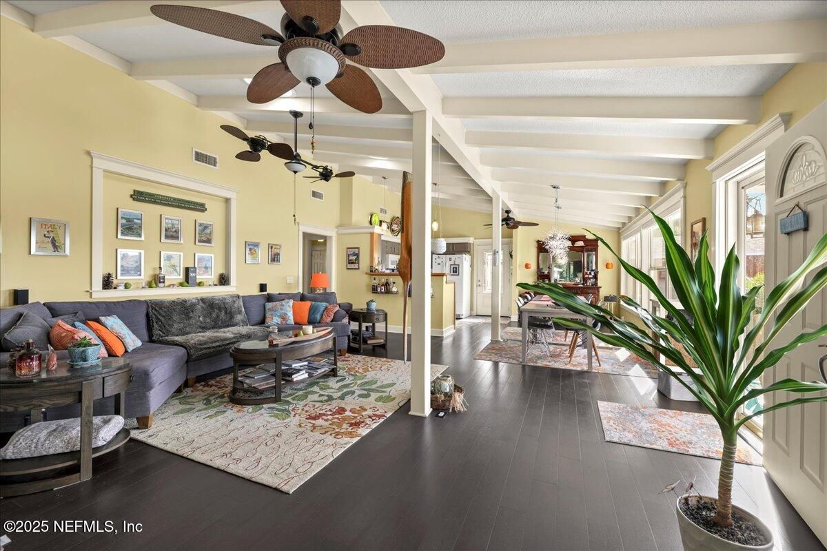 Interior, Living room, Pendant Lights, Wood Texture Flooring