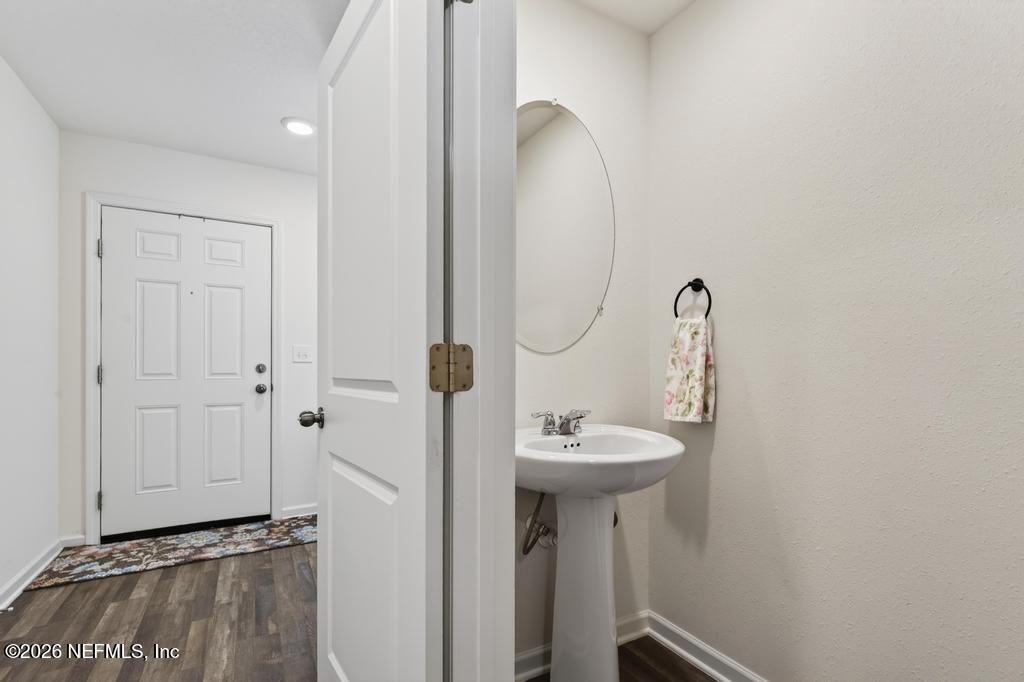 Bathroom, Interior, Recessed Lighting, Wood Texture Flooring