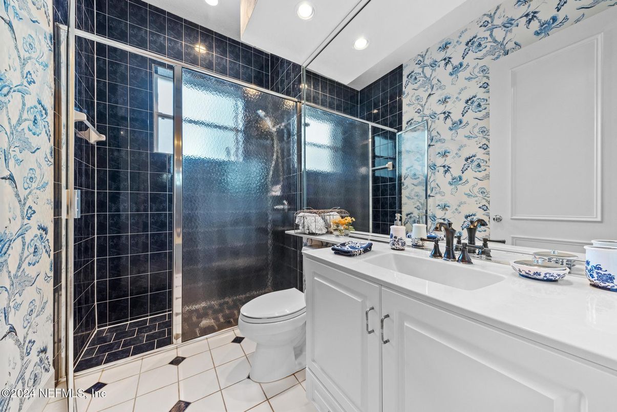 Bathroom, Glass Shower, Interior, Recessed Lighting