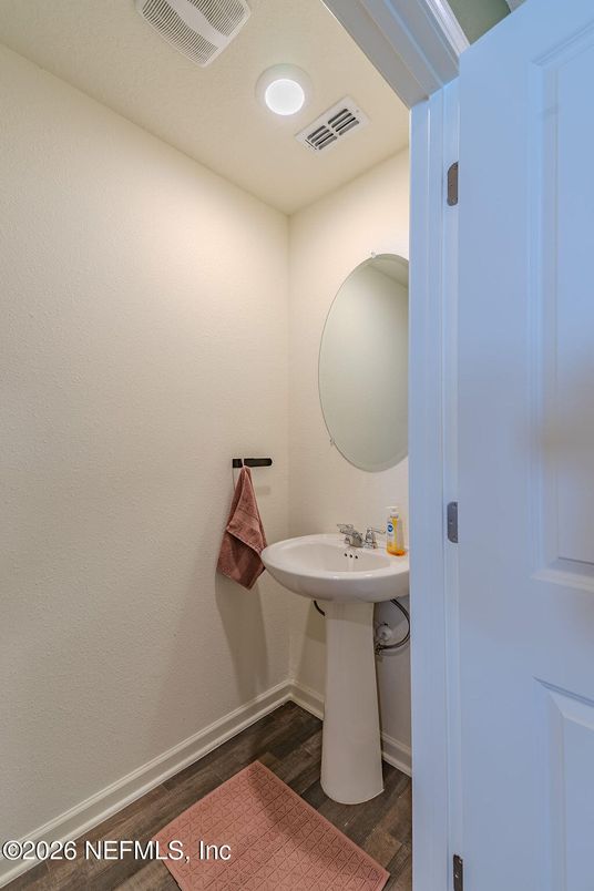 Bathroom, Interior, Recessed Lighting, Wood Texture Flooring