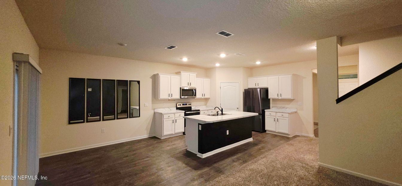 Interior, Kitchen, Recessed Lighting, Wood Texture Flooring