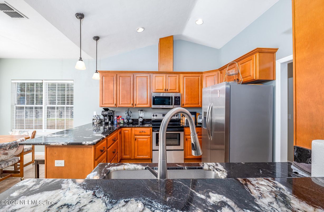Interior, Kitchen, Pendant Lights, Recessed Lighting, Stainless Steel Appliances