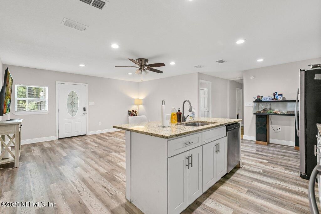 Interior, Kitchen, Recessed Lighting, Wood Texture Flooring