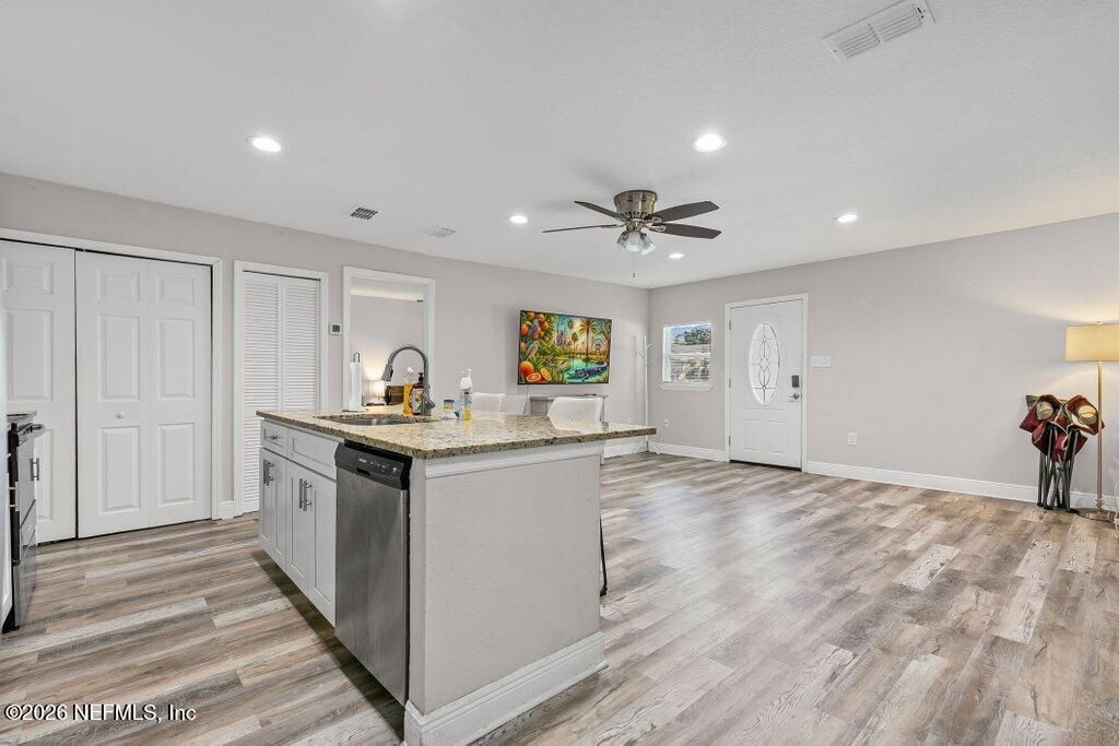 Interior, Kitchen, Recessed Lighting, Wood Texture Flooring