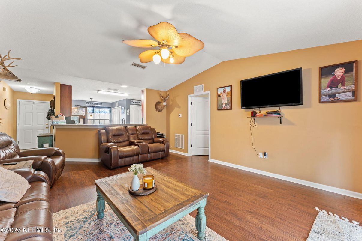 Interior, Kitchen, Living room, Wood Texture Flooring