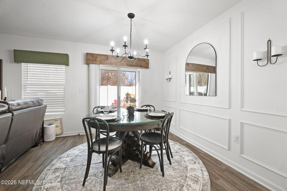 Chandelier, Dining room, Interior, Wood Texture Flooring