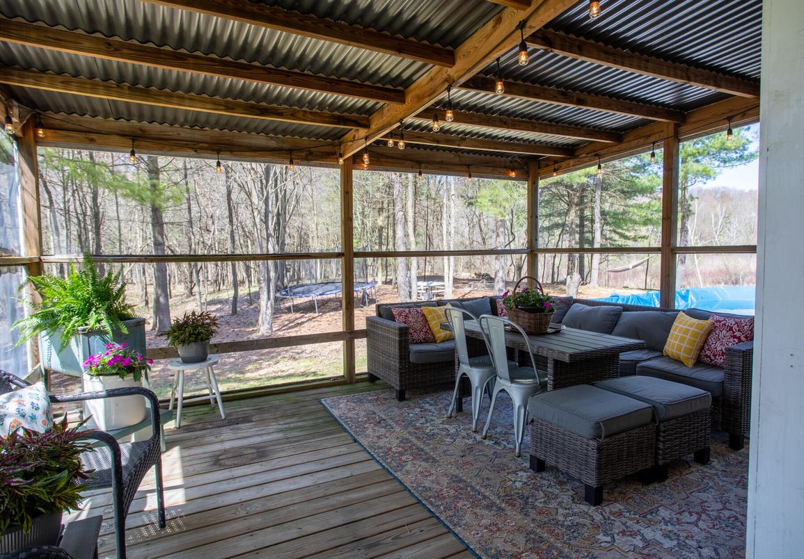 Exterior, Interior, Sun Room, Wooden Beams, Wood Texture Flooring