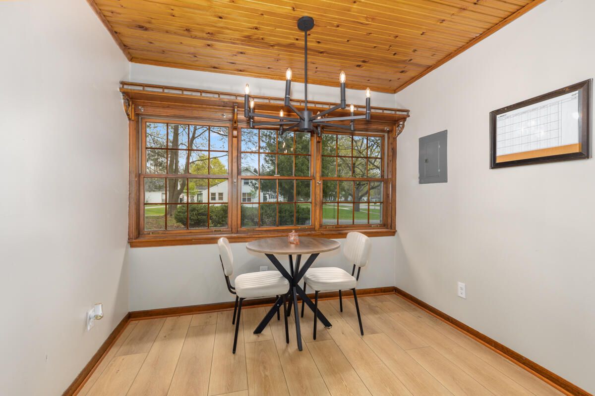 Dining room, Interior, Pendant Lights, Wooden Ceilings, Wood Texture Flooring