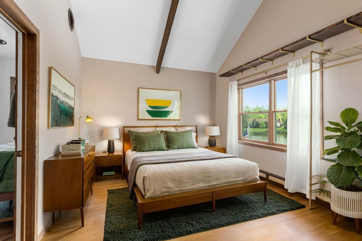 Bedroom, Interior, Wooden Beams, Wood Texture Flooring