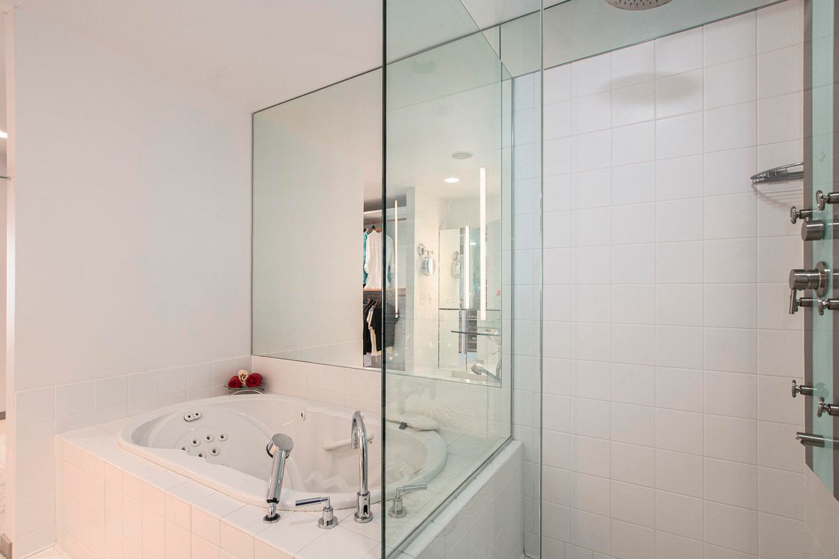 Bathroom, Glass Shower, Interior, Recessed Lighting