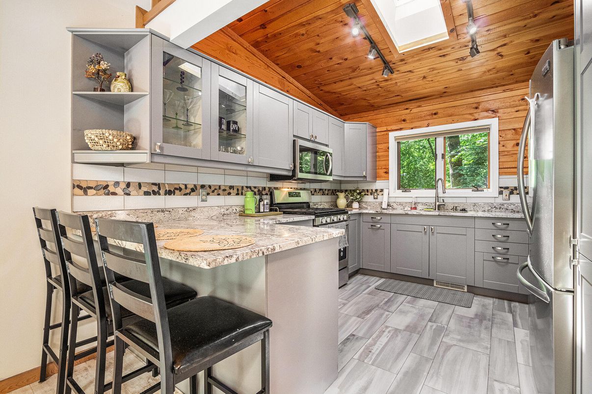 Interior, Kitchen, Stainless Steel Appliances, Wooden Ceilings, Wood Texture Flooring, Wooden Walls