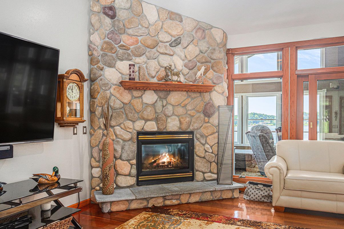 Fireplace, Interior, Stone Walls, Wood Texture Flooring