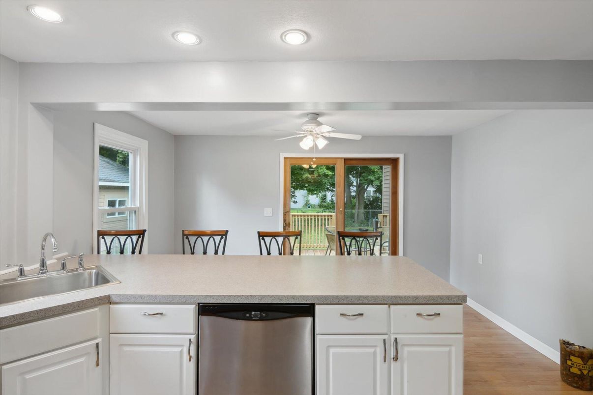 Interior, Kitchen, Recessed Lighting, Wood Texture Flooring