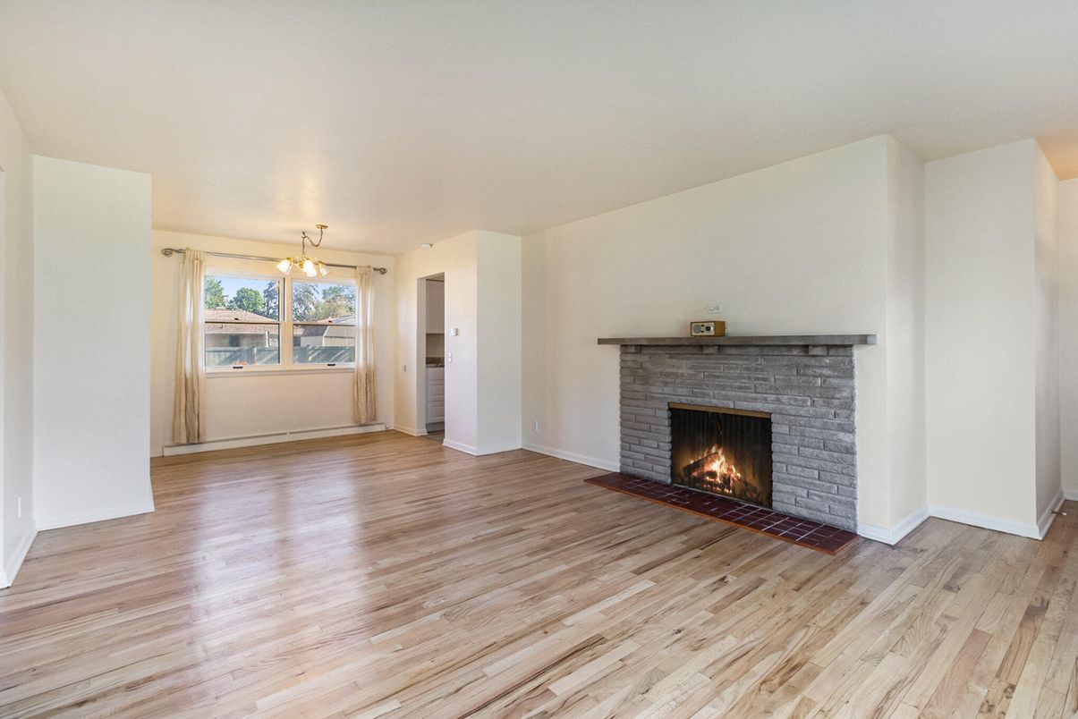 Empty room, Fireplace, Interior, Wood Texture Flooring
