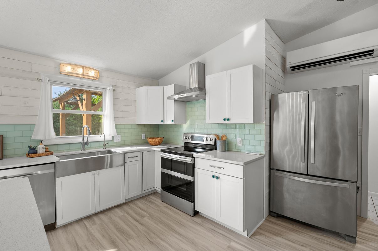Interior, Kitchen, Stainless Steel Appliances, Wood Texture Flooring