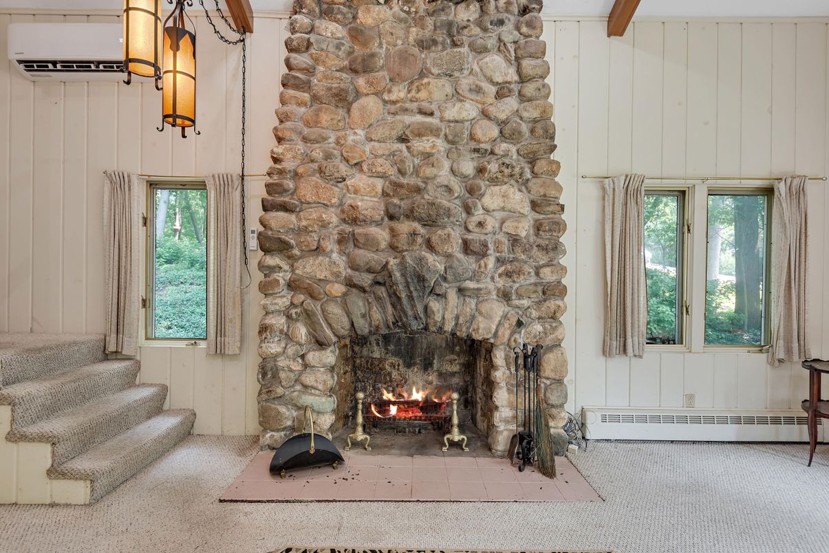 Fireplace, Interior, Stone Walls