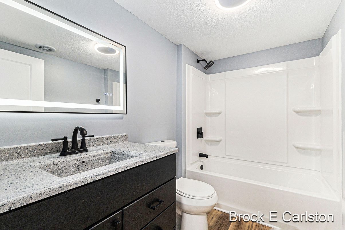 Bathroom, Interior, Recessed Lighting, Wood Texture Flooring