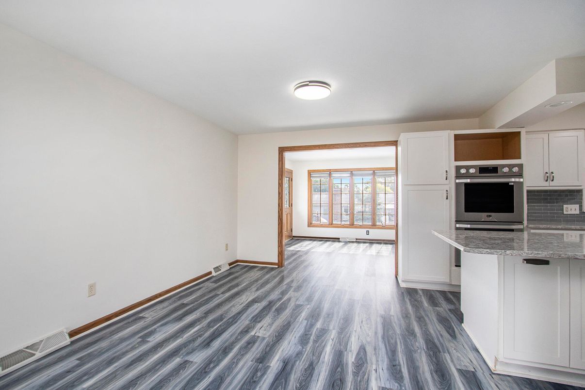 Interior, Kitchen, Stainless Steel Appliances, Wood Texture Flooring