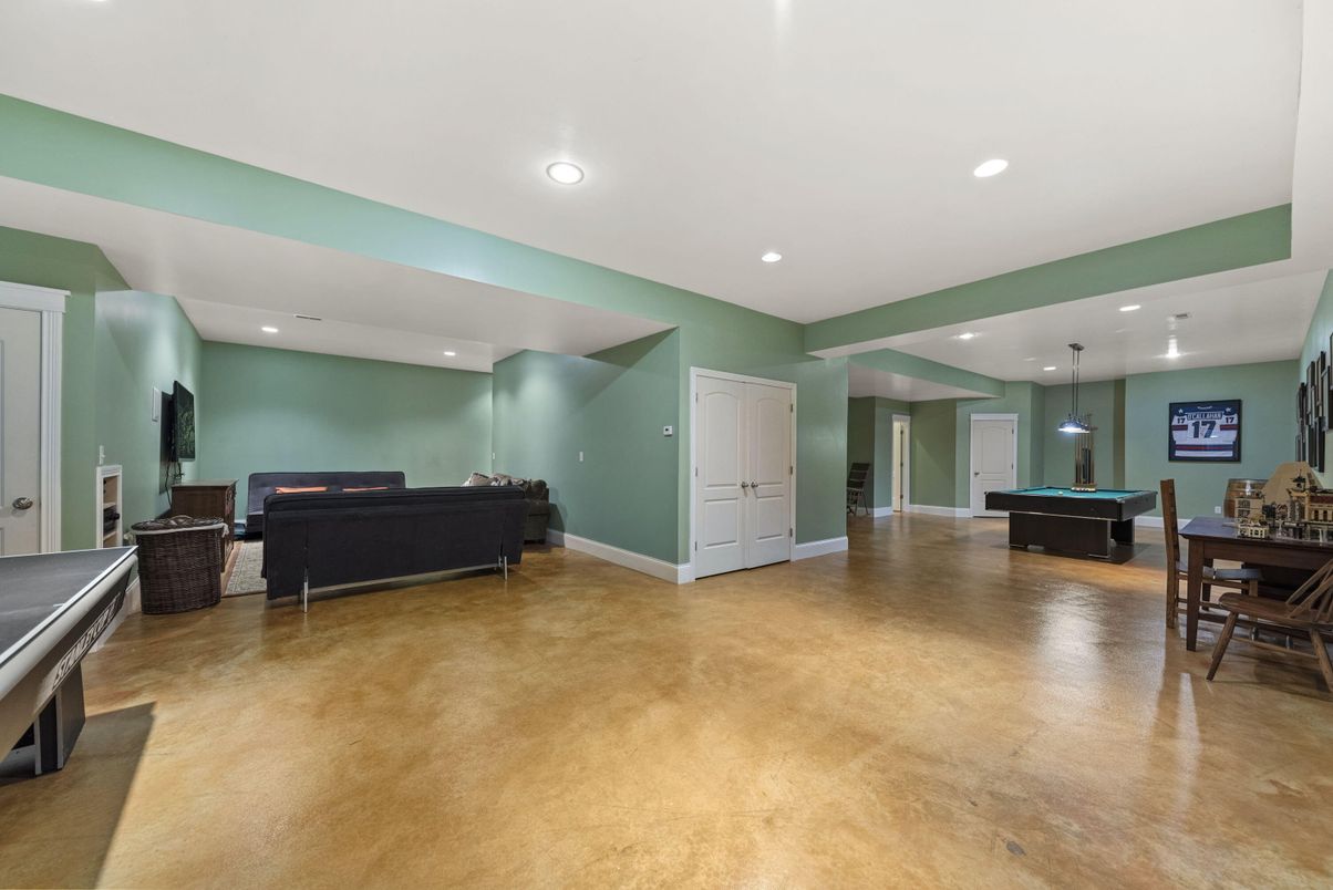 Billiard Table, Dining room, Game Room, Interior, Living room, Pendant Lights, Recessed Lighting