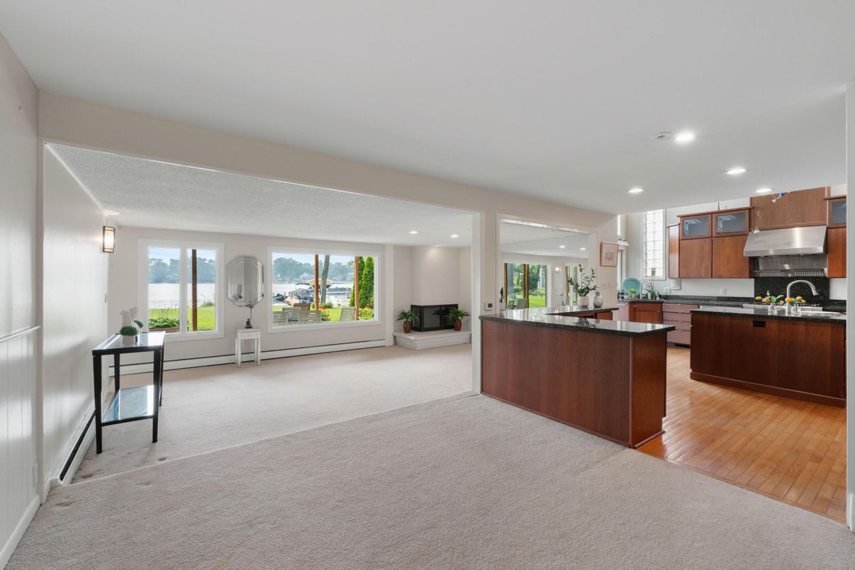 Interior, Kitchen, Recessed Lighting, Wood Texture Flooring